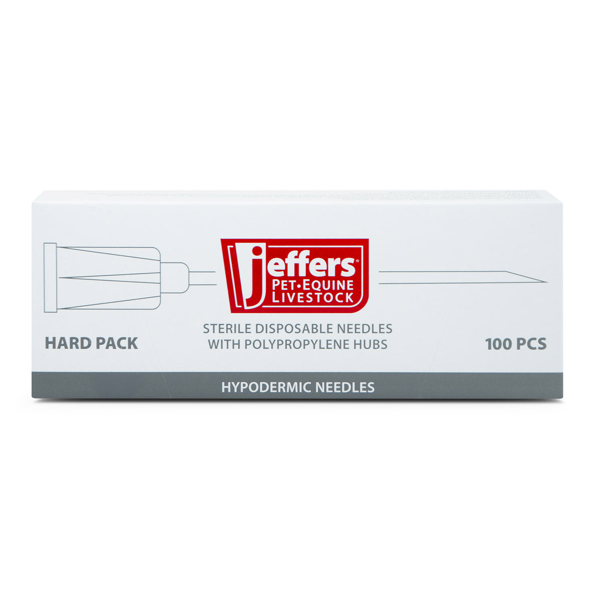 Jeffers Poly Hub Veterinary Needles 100 Pack – Sterile Hypodermic Needles for Injections, Luer Lock & Slip Syringes – Medical Lab Supplies for Cattle, Goat, Pets, Livestock, Vet Use - 16ga x 1.5"
