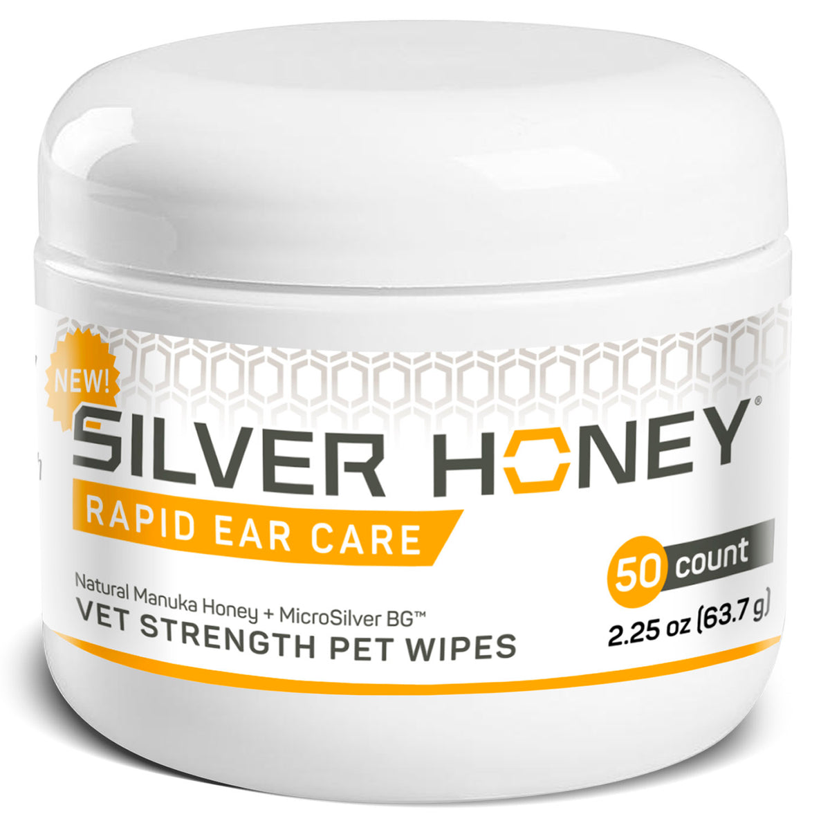 Silver Honey Rapid Ear Care Vet Strength Pet Wipes 50ct Jar