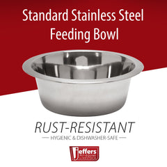 Jeffers Standard Stainless Steel Pet Bowl for Dogs & Cats, Stainless Steel Feeding Dish for Food, Water, Dry & Wet Food, Indoor, Outdoor, Travel, Camping, Kennel, Dishwasher-Safe - 3 Quart